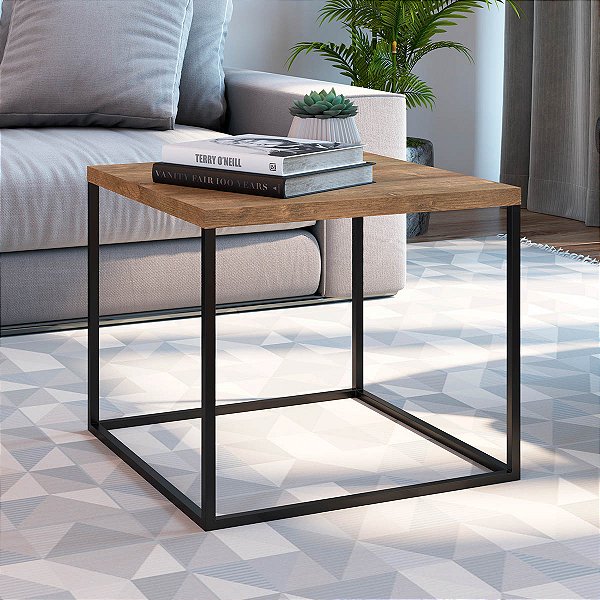 Mesa de Centro Estilo Industrial 50cm Estrutura em Metal