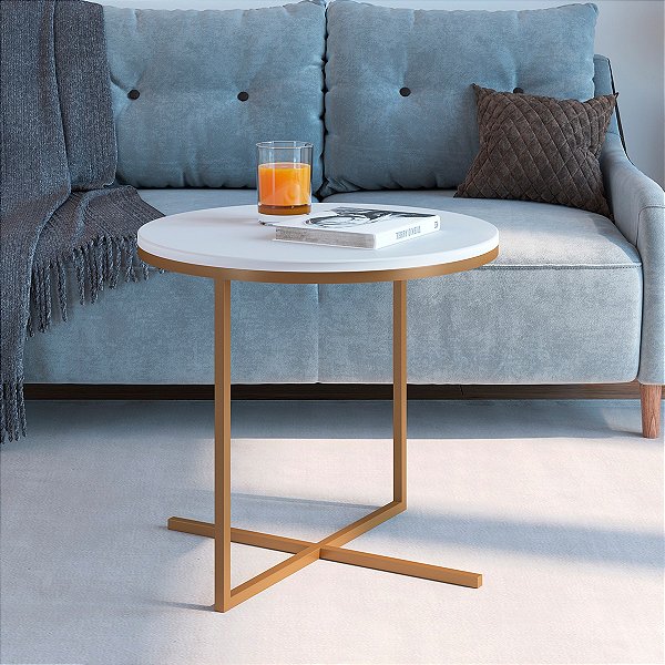 Mesa de Centro Média Moderna 50cm Estrutura em Metal