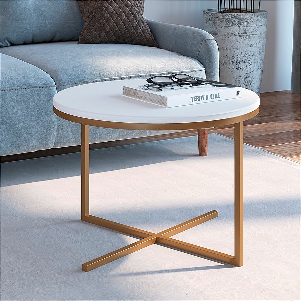 Mesa de Centro Baixa Moderna 50cm Estrutura em Metal