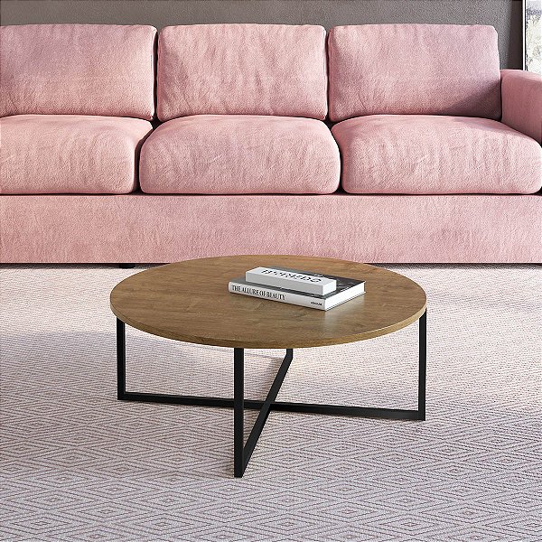 Mesa de Centro Estilo Industrial 70cm Estrutura em Metal