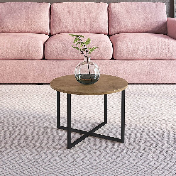 Mesa De Centro Simples Estilo Industrial 50cm Estrutura em Metal