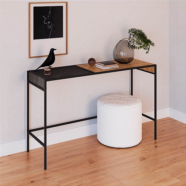 Aparador Estilo Industrial 120cm Estrutura em Metal Preto