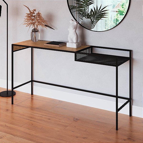 Aparador Estilo Industrial 140cm Estrutura em Metal Preto