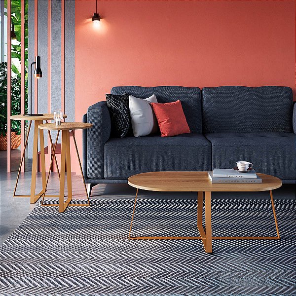 Conjunto para Sala de Estar 2 Mesas Laterais e Mesa Centro Industrial