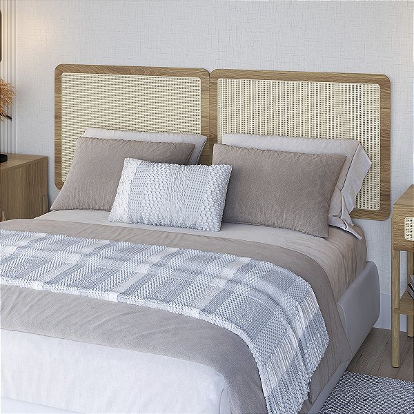 Cabeceira Retrô para Cama de Casal 160cm Palhinha Flora
