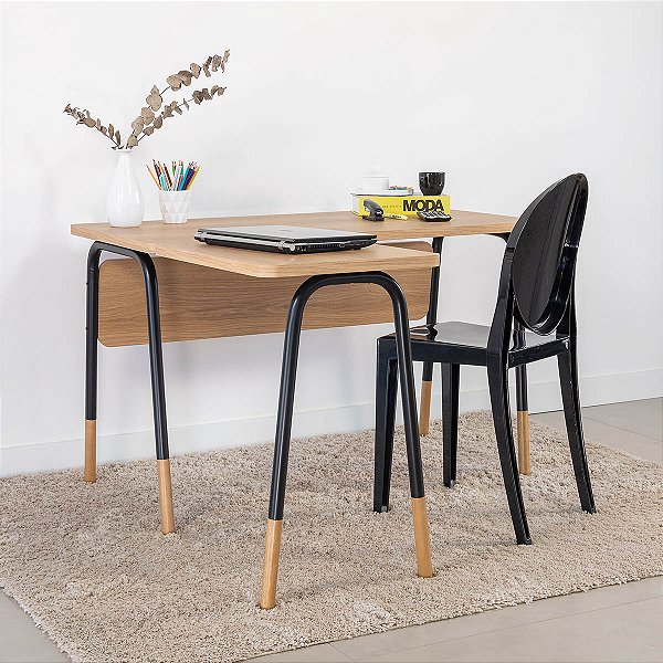Mesa Escrivaninha em L para Escritório 120cm Pés em Metal