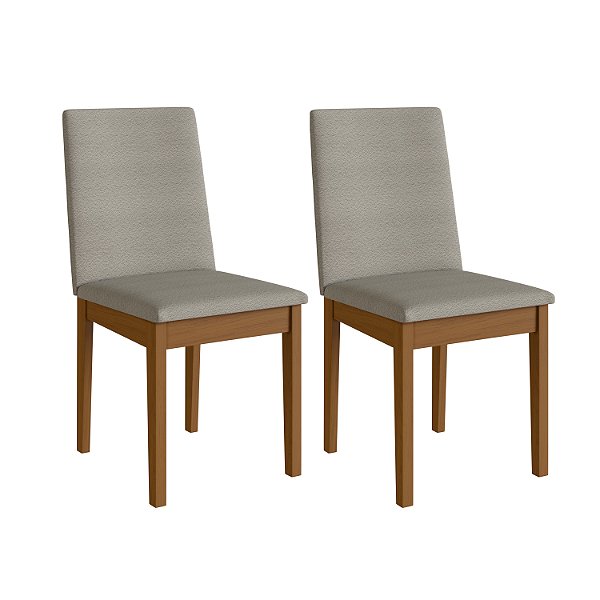 Conjunto 2 Cadeiras 90cm Estofadas 100% Madeira Imbuia e Cinza