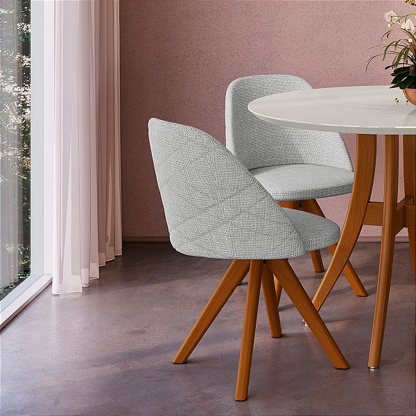 Cadeira Jantar 88cm Estofada 100% Madeira Imbuia e Cinza