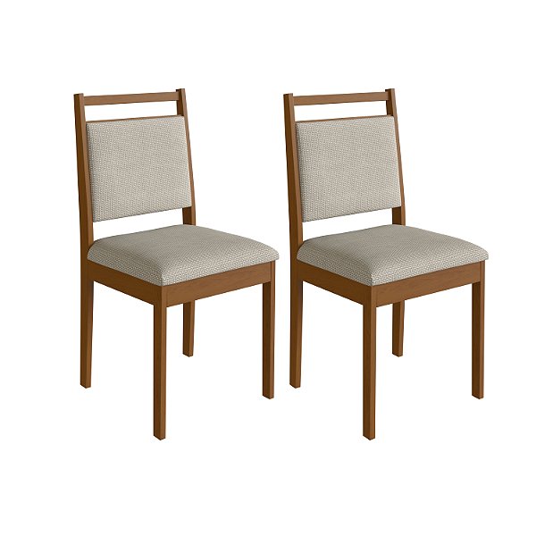Conjunto 2 Cadeiras 95cm Estofadas 100% Madeira Imbuia e Cinza