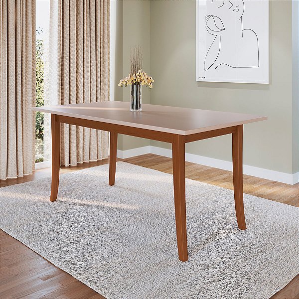Mesa de Jantar Moderna Retangular 6 lugares 170cm Imbuia Bege