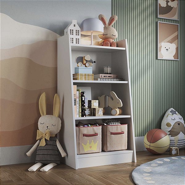 Estante Montessoriano 53cm 4 Prateleiras Branco