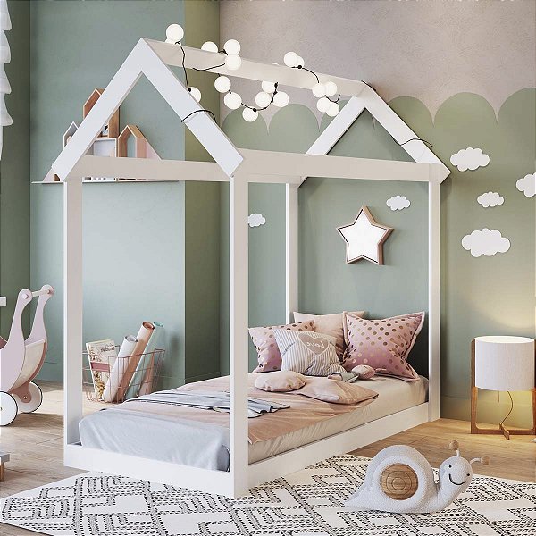 Cama Infantil Casinha Montessoriana 155cm Branca