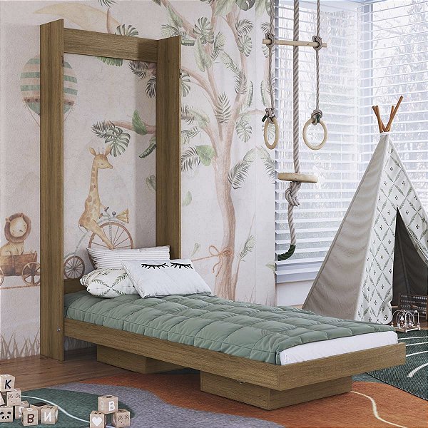 Cama de Solteiro 193cm Articulável Vertical com Nichos Moderna