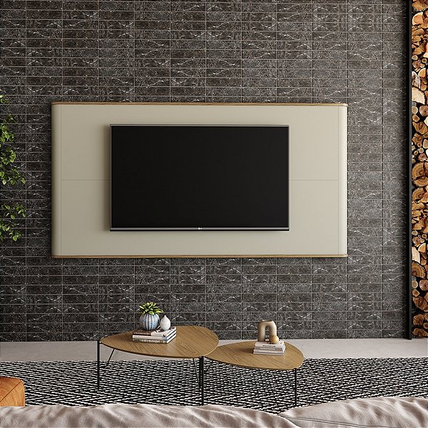 Painel TV até 75 Polegadas para Rack Bend 217cm em MDF Louro e Luna