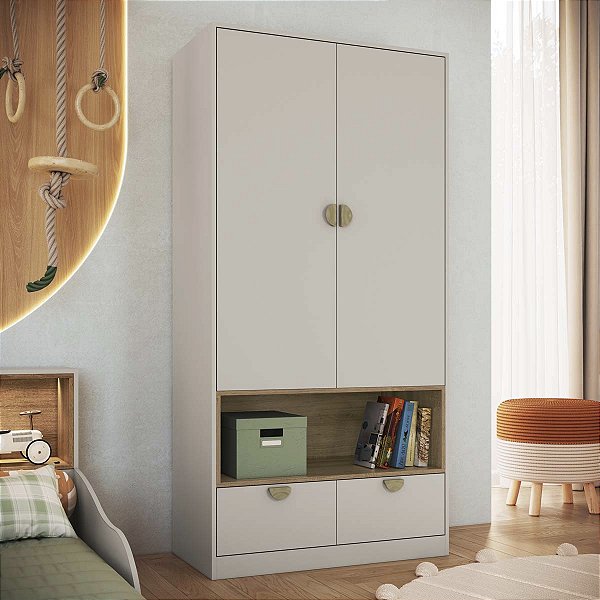 Guarda Roupas Infantil Montessoriana 2 Portas e 2 Gavetas Lille Arenas