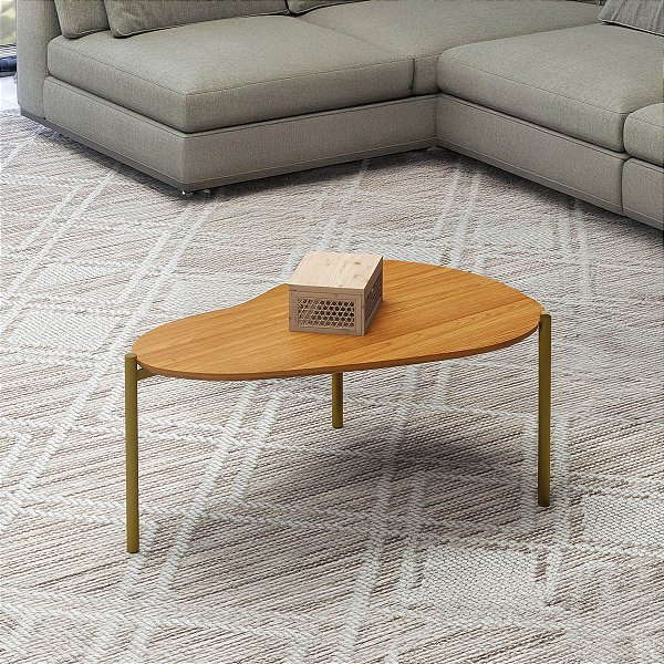 Mesa de Centro Orgânica Baixa 70cm 100% MDF Freijó