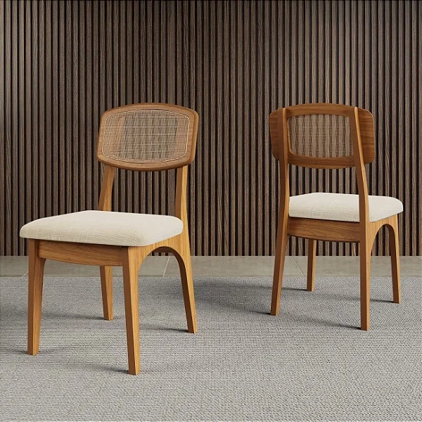 Conjunto 2 Cadeiras Sala de Jantar Moderna 100% MDF Tela Freijó CA40