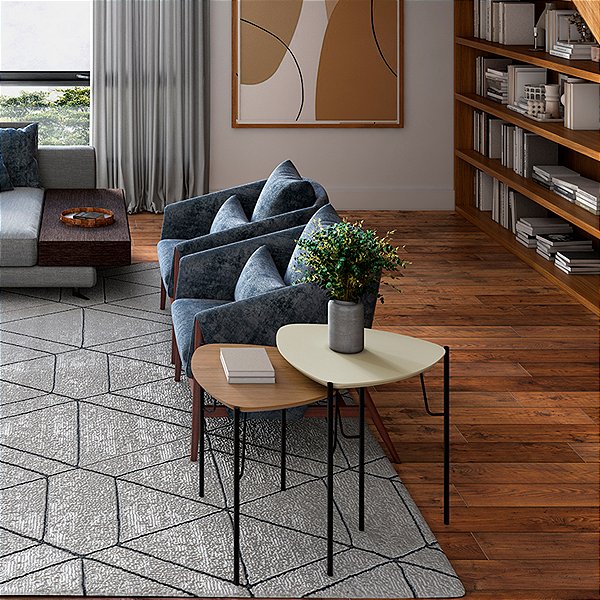 Conjunto 2 Mesas Laterais Modernas 100% MDF com Pés em Metal