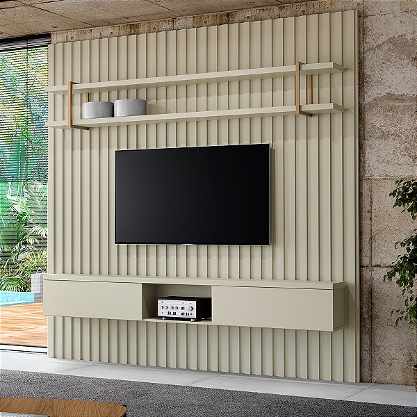 Conjunto Rack com Painel para Tv 240cm e Nicho Suspenso 100% MDF