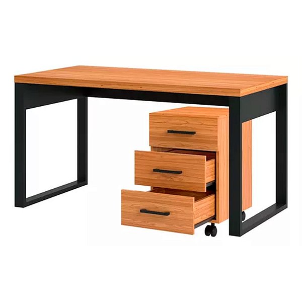 Conjunto Escritório Home Office Mesa Escrivaninha e Gaveteiro 100% MDF