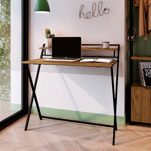 Mesa Escrivaninha Dobrável Industrial 93cm Estrutura em Metal