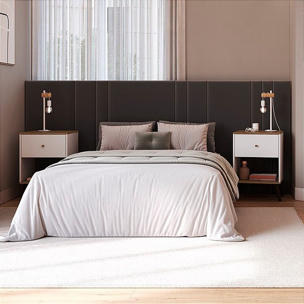 Conjunto 2 Mesas De Cabeceira Retrô 45cm com Gaveta