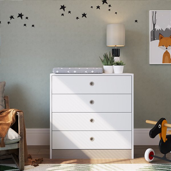 Cômoda Infantil Montessoriana com 4 Gavetas 73cm Branca