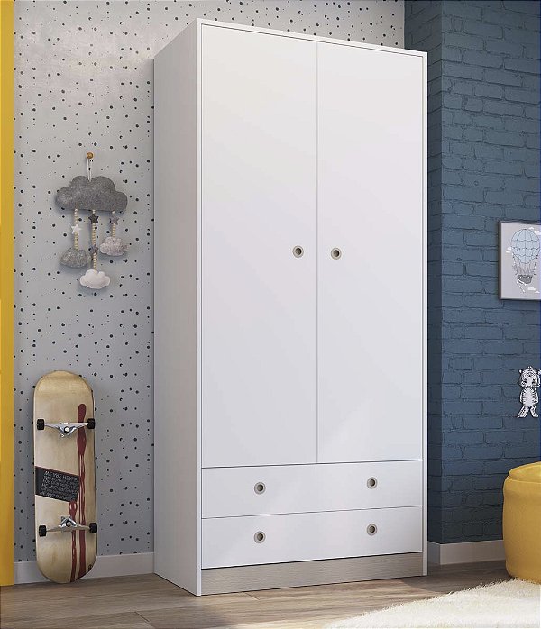 Guarda Roupas Infantil 2 Portas e 2 Gavetas 184cm Branco