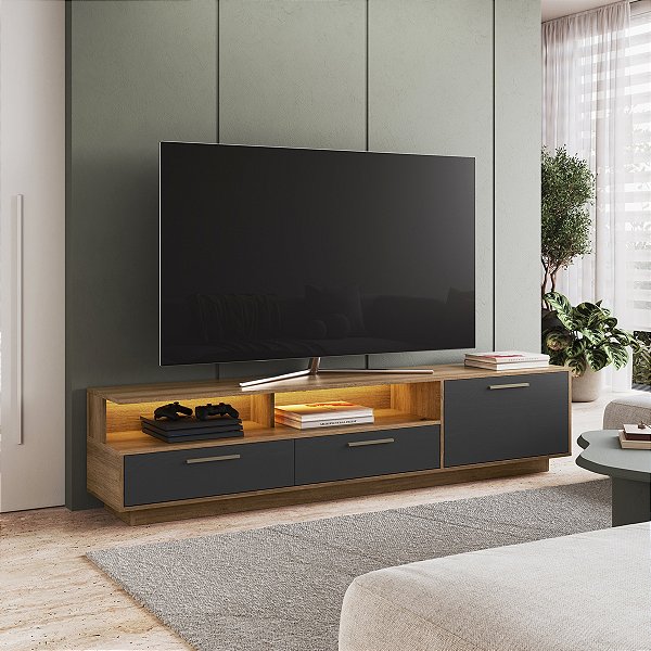 Rack para Tv até 75'' 200cm Sala de Estar com Iluminação Led