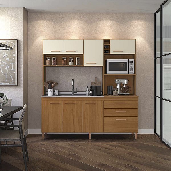 Cozinha Completa New Blume 186,5cm 8 Portas e 2 Gavetas com Pés