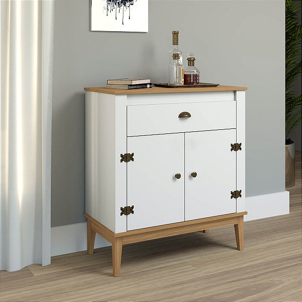 Aparador Estilo Colonial 80cm com 1 Gaveta e 2 Portas