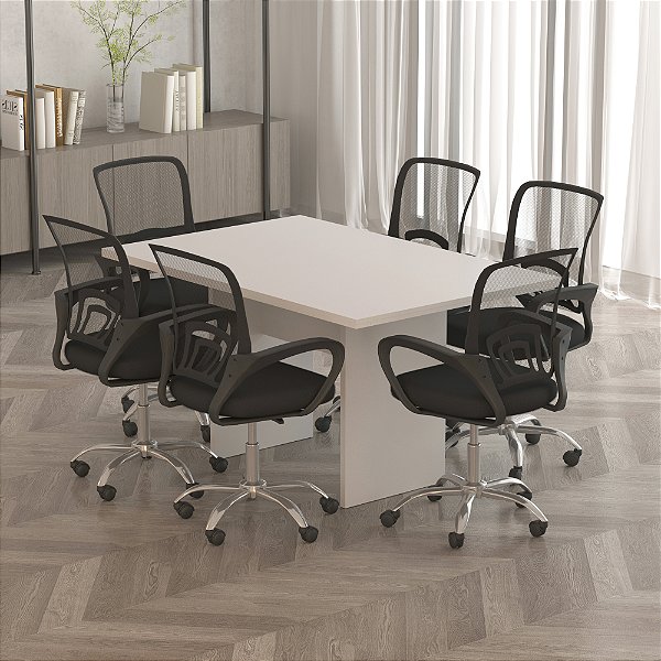 Mesa de Reunião Compacta para Escritório Home Office 136x90cm