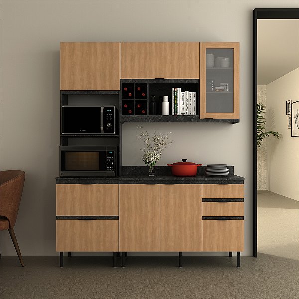 Cozinha Compacta Completa Begônia 180cm 6 Portas 4 Gavetas