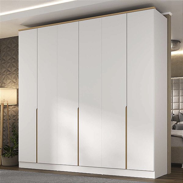 Guarda Roupa Logan em MDF 240x232,2cm com 6 Portas e 4 Gavetas