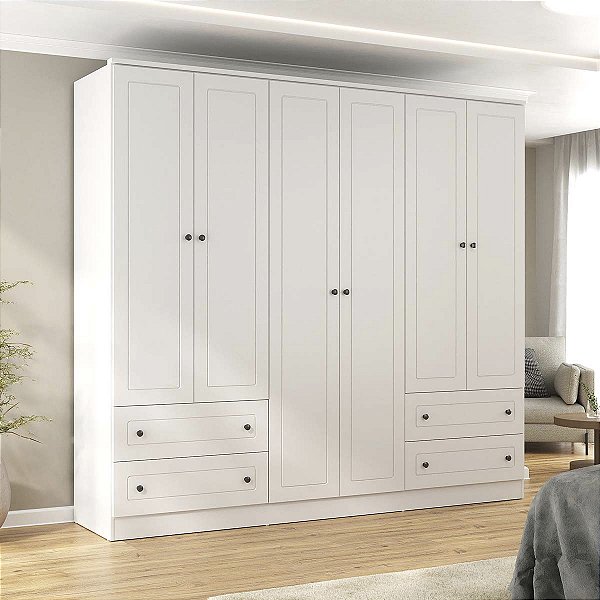 Guarda Roupa Fort em MDF 240x220,2cm com 6 Portas e 4 Gavetas