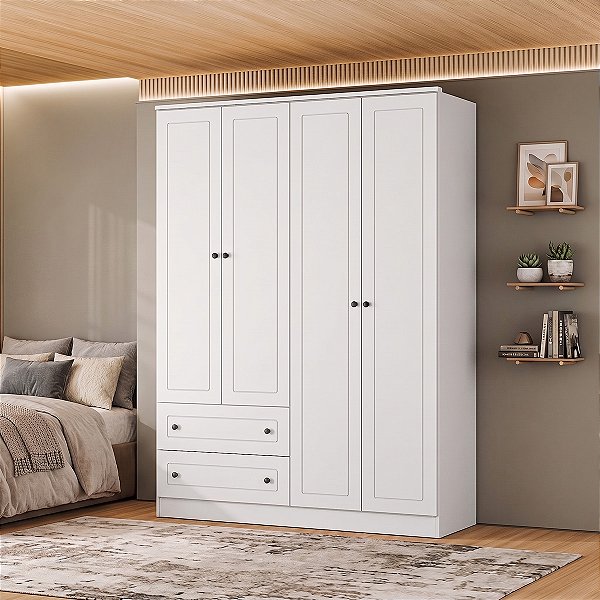 Guarda Roupa Fort em MDF 160,5x220,2cm com 4 Portas e 2 Gavetas