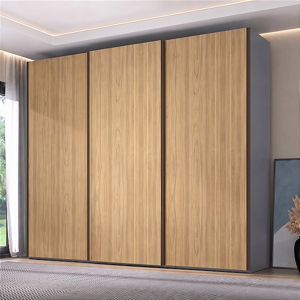 Guarda Roupa Veneto em 100% MDF 274,5x230cm 3 Portas de Correr 6 Gavetas