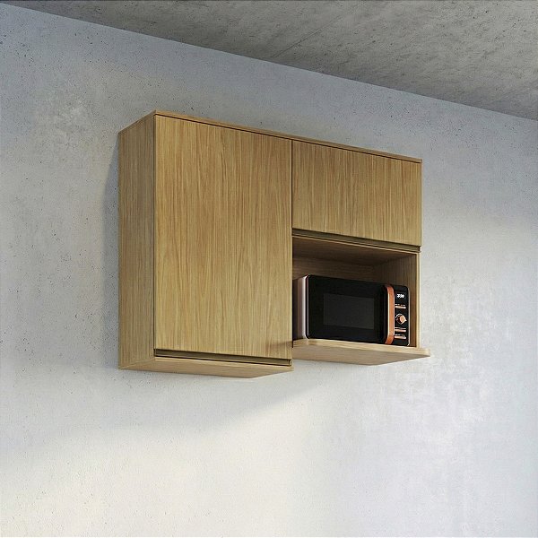 Armário Aéreo Cozinha Nova Dubai em MDF 120cm 2 Portas Louro Freijó