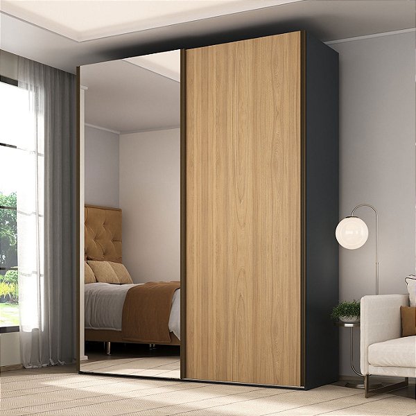 Guarda Roupa Veneto em MDF 183x230cm 2 Portas com Espelho