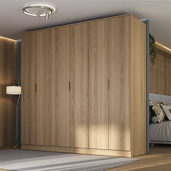 Guarda Roupa Ravi em 100% MDF 240x232,2cm 6 Portas 4 Gavetas com Led