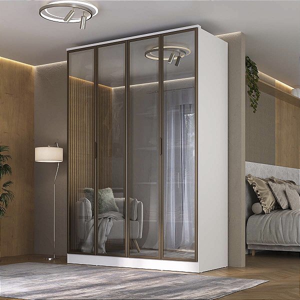 Guarda Roupa Ravi em MDF 4 Portas Reflecta 160,5x232,2cm