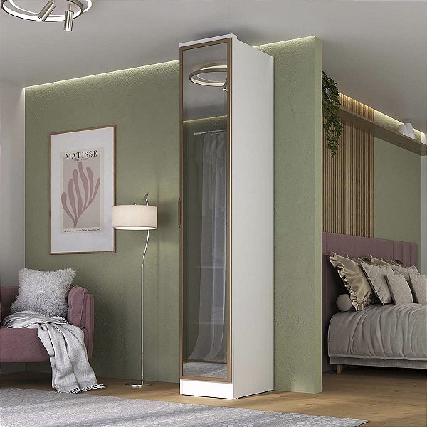 Guarda Roupa Ravi em MDF 41x232,2cm 1 Porta Reflecta
