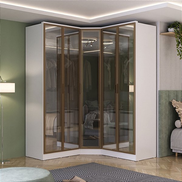 Roupeiro Modulado Ravi em MDF 164x232,2cm 5 Portas Reflecta