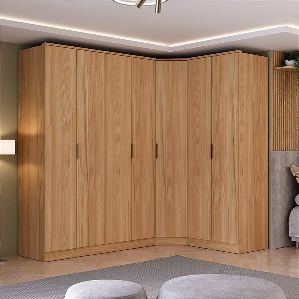 Guarda Roupa Modulado Ravi em 100% MDF 243,5x232,2cm 7 Portas com LED