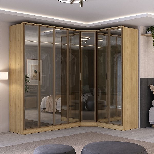 Roupeiro Modulado Ravi em MDF 243,5x232,2cm 7 Portas Reflecta