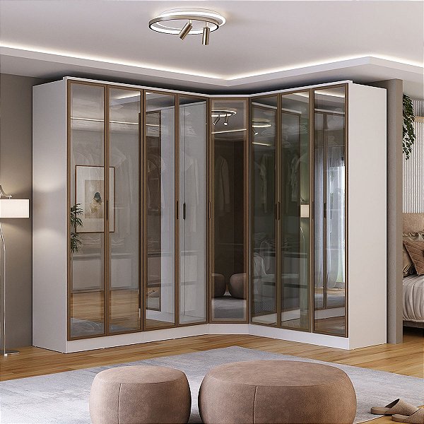 Roupeiro Modulado Ravi em MDF 243,5x232,2cm 8 Portas Reflecta