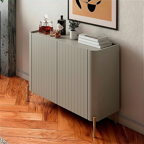 Aparador Buffet com Gaveta 99cm em MDF e Pés Metal com Porta Brise