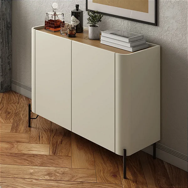 Aparador Buffet com Gaveta 99cm em MDF e Pés em Metal com Porta Lisa