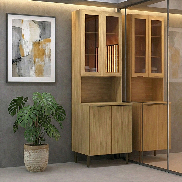 Armário de Cozinha Paneleiro Ibiza em MDF 70x220cm com Porta Reflecta