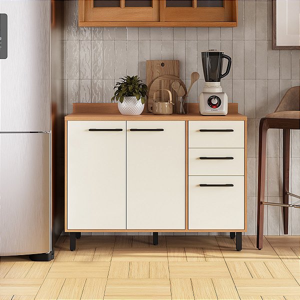Balcão de Cozinha Havana 120x87,5cm com 3 Portas e 2 Gavetas